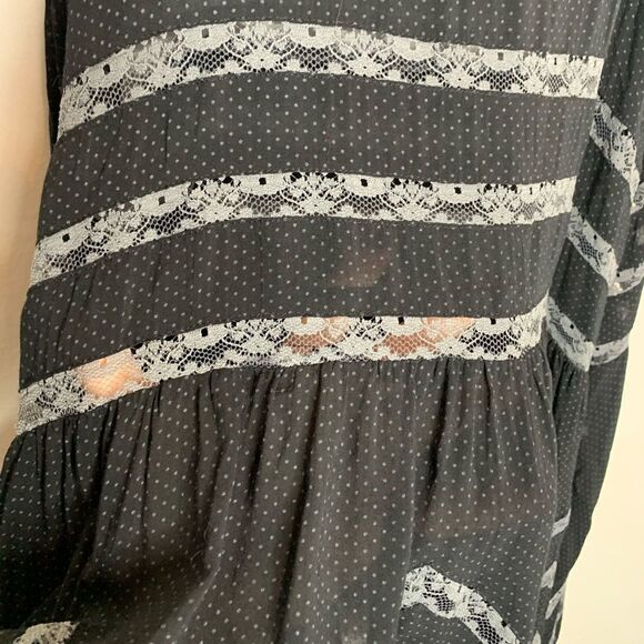 FP black combo voile lace trapeze dress. Small - Picture 7 of 9